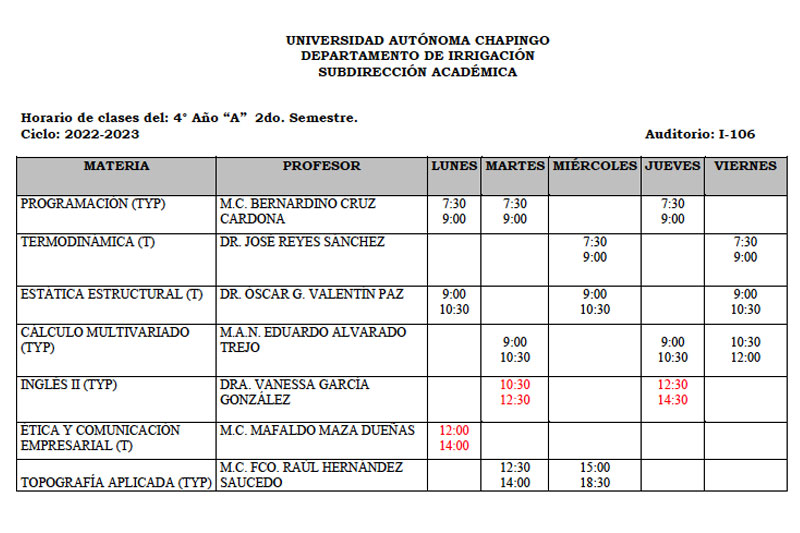 horarios